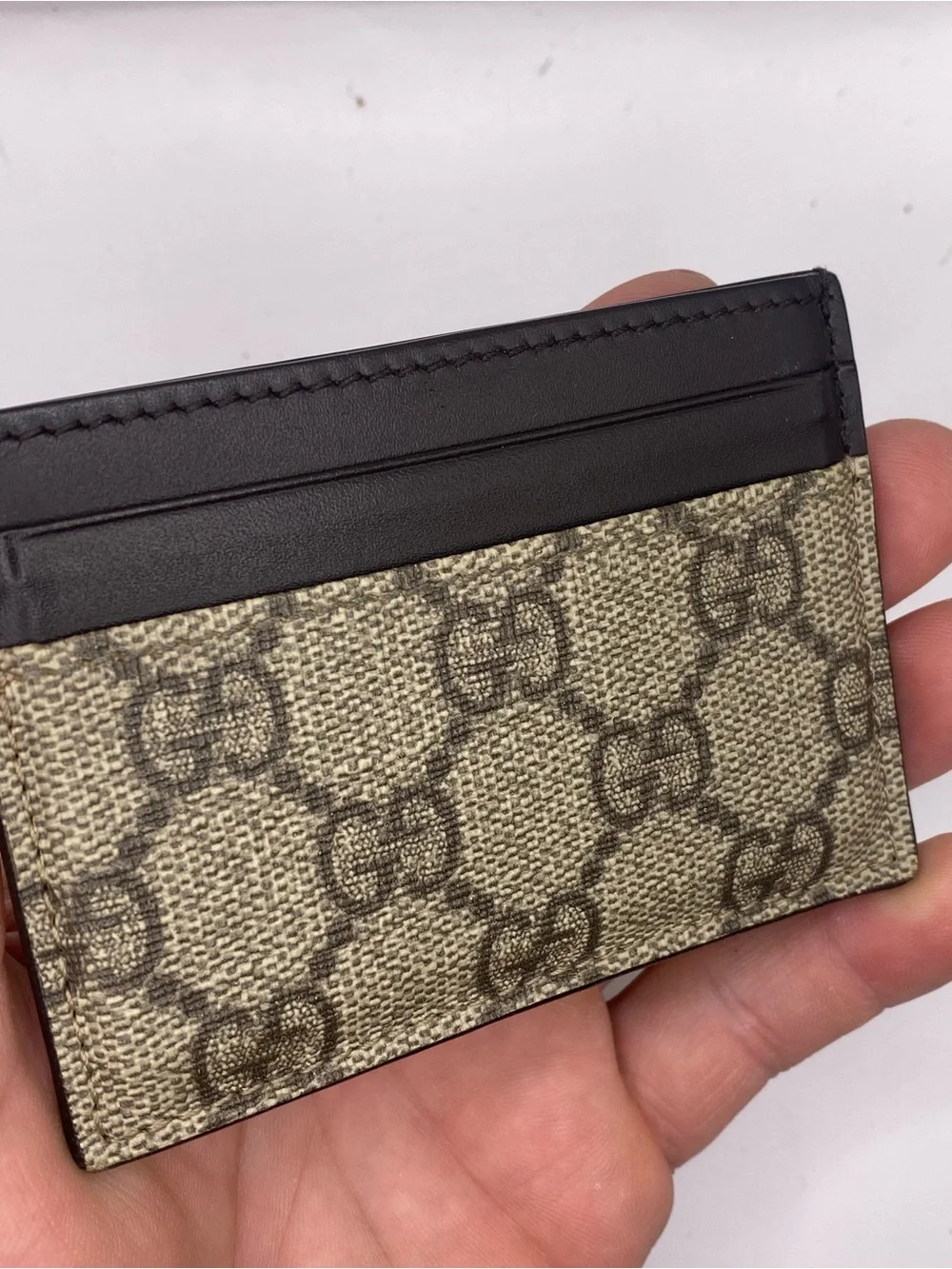 Gucci Beige and Black Monogram Card Sleeve money clip